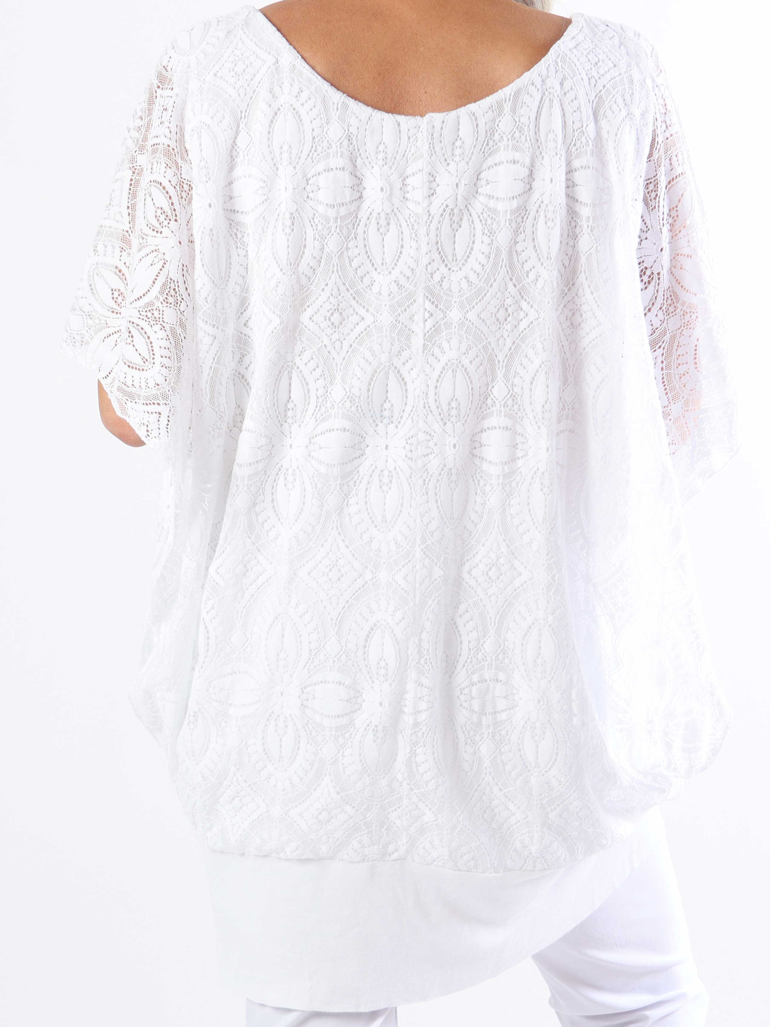 Indiana - Sød plus size blondetunika i bomuld